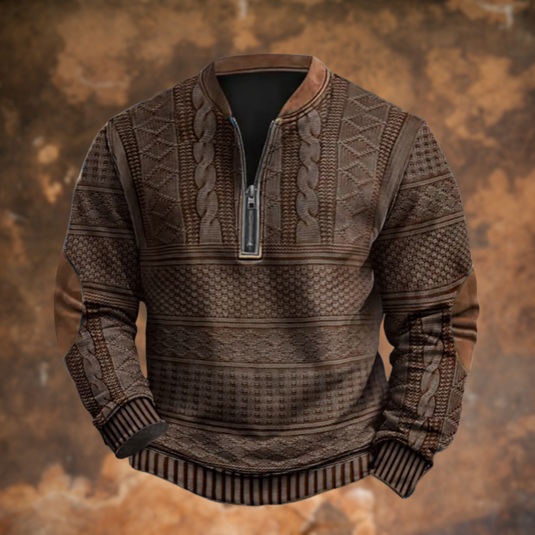 Men's Jacquard Knit Half-Zip Polo Jumper