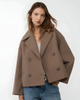 Women's short double-breasted trench coat with wide lapels