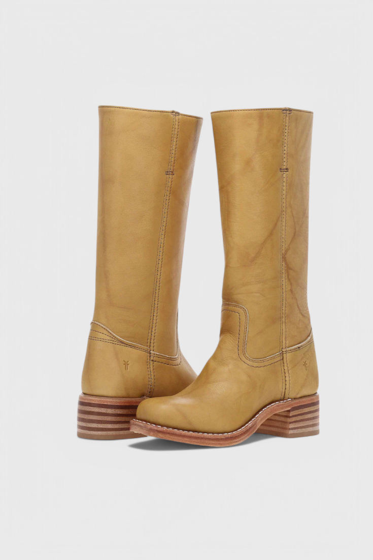 Women's tall classic boots with almond toes and low block heels
