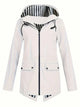 Women's hooded rain jacket with striped lining and flap pockets