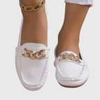 Women's flat loafers with embellished buckle detail