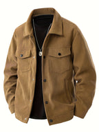 Men's ribbed corduroy jacket with collar, button front and four pockets