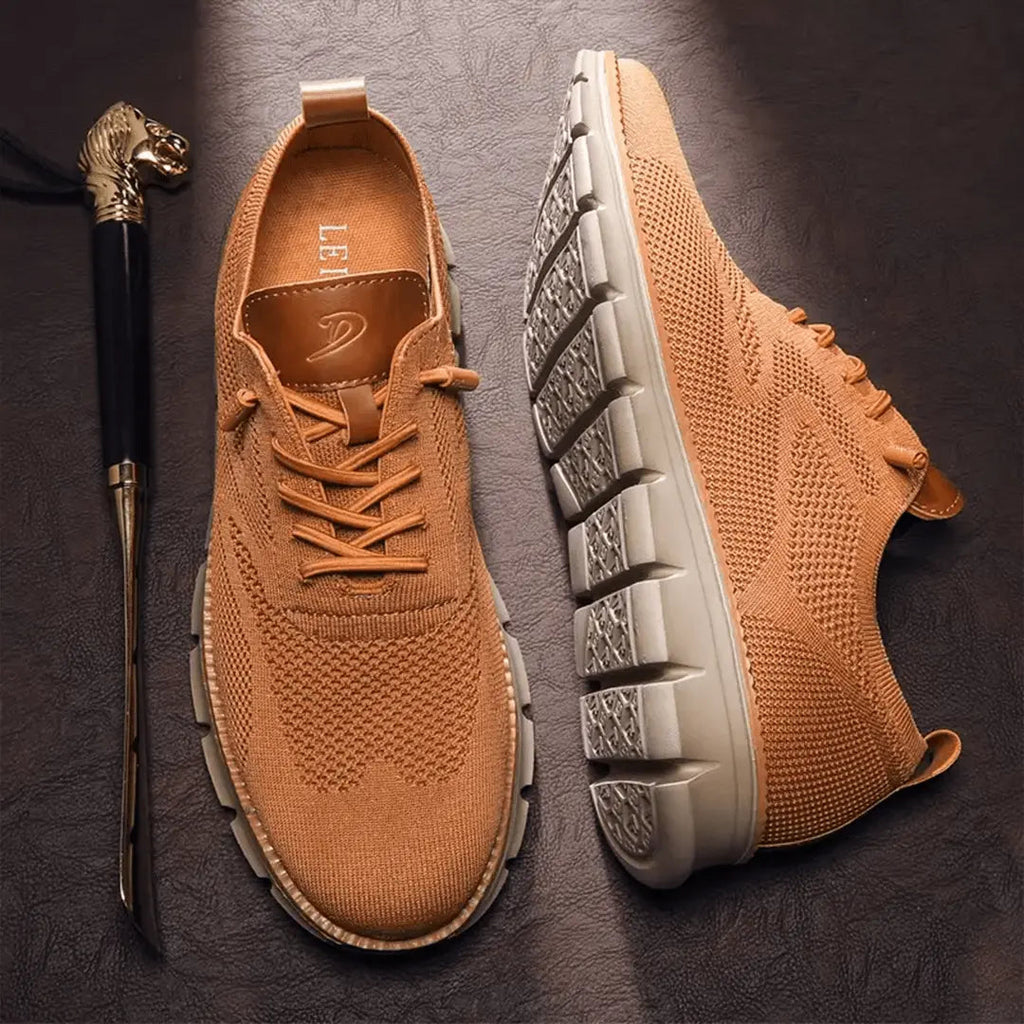 Men's knitted lace-up trainers with textured soles