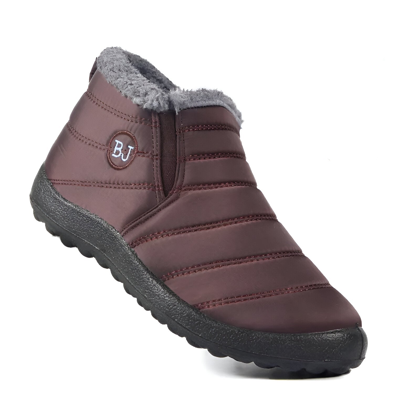 Women's high-top winter sneakers with faux fur collar and treaded sole