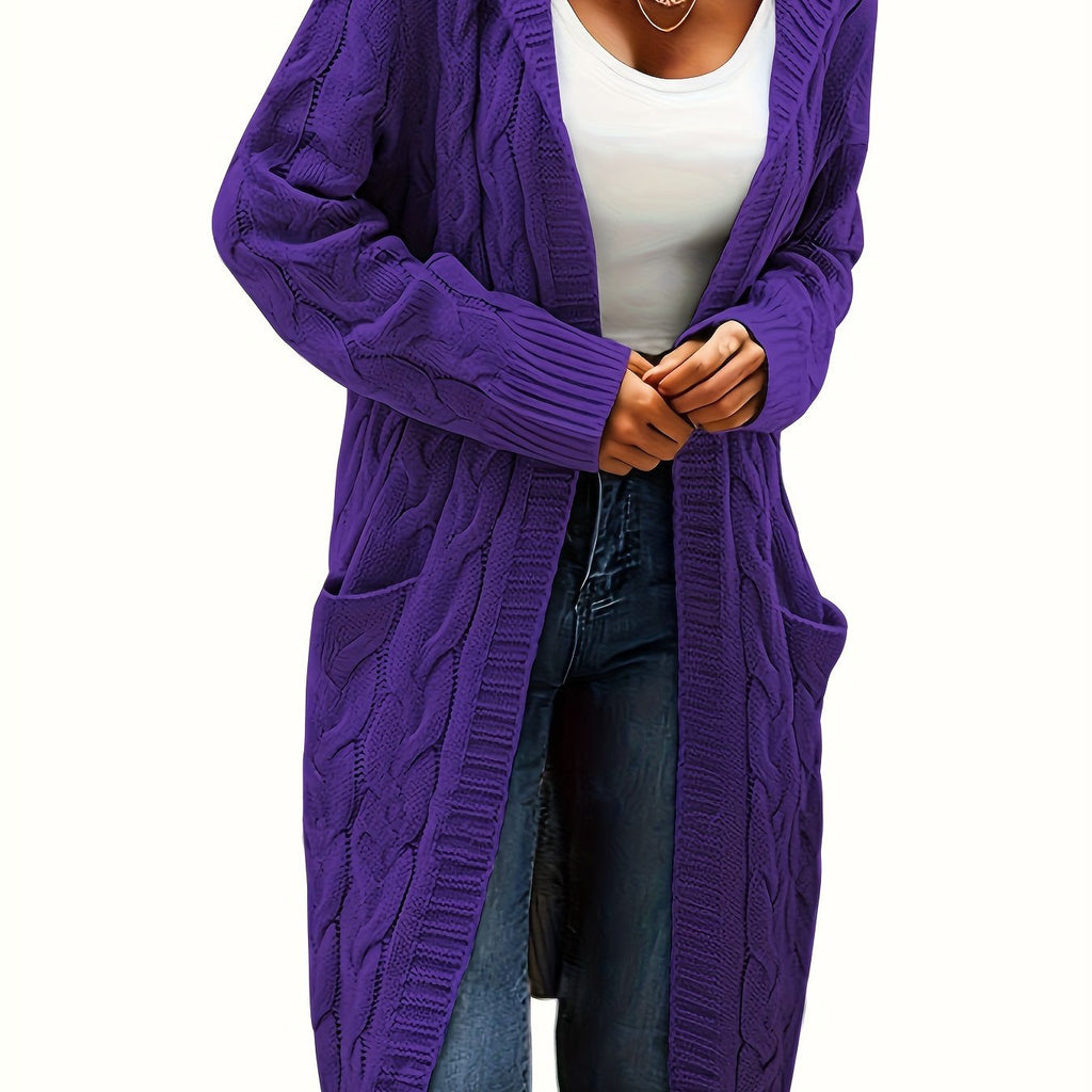 Women's knitted button-front cardigan with long sleeves