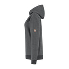 Women's dark grey hooded sweatshirt with long sleeves and ribbed trims