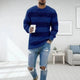 Men's striped knit sweater with crew neckline and long sleeves