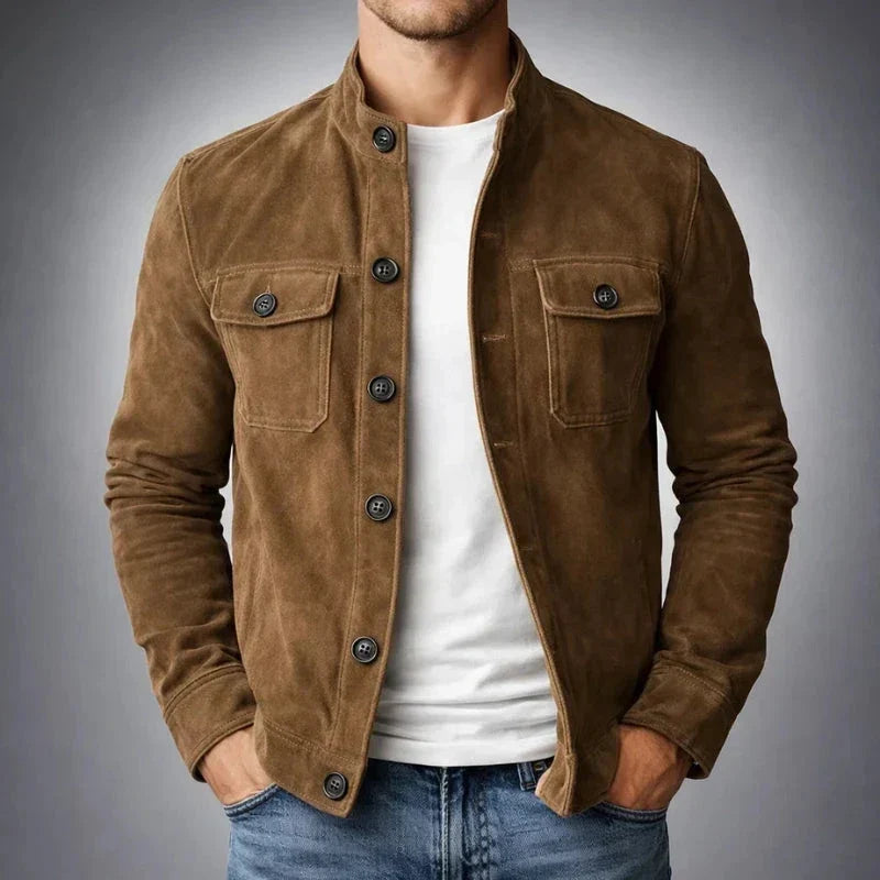 Men's Vintage Suede-Look Utility Jacket