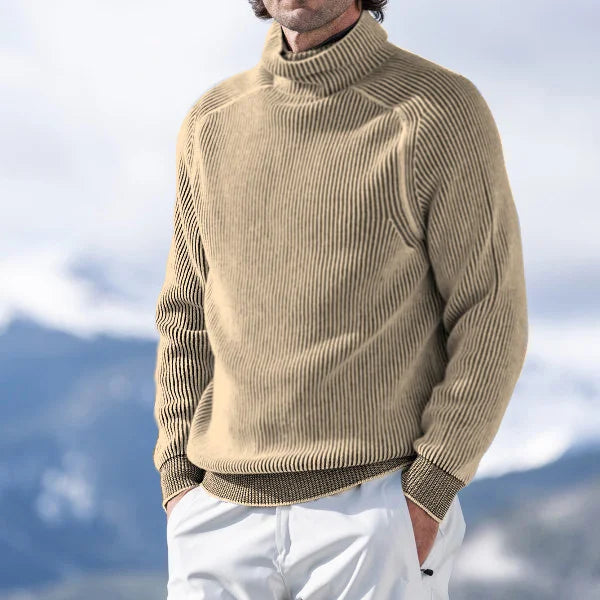 Men's ribbed turtleneck sweater with long sleeves