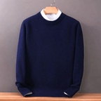 Men's oversized plain crew-neck sweater with ribbed trims