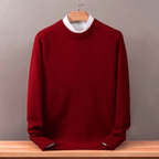 Men's oversized plain crew-neck sweater with ribbed trims