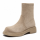 Women's suede-like ankle boots with round toes and low block heels