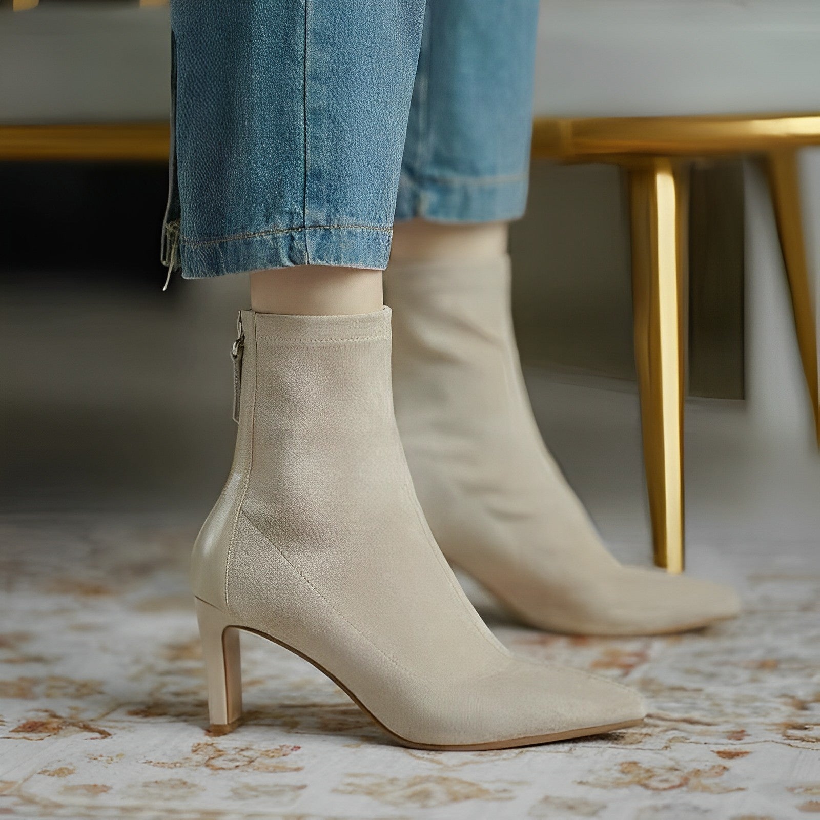 Women's pointed toe ankle boots with tall heels