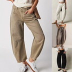 Women's high-waist cropped wide-leg trousers with front pockets
