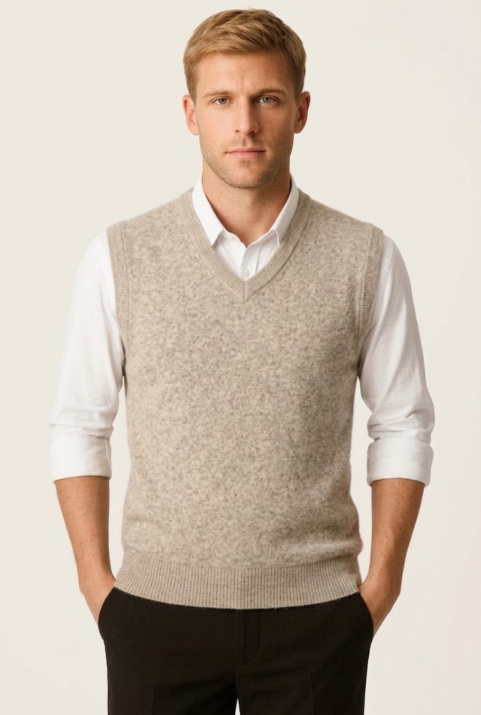 Men's V-Neck Sweater Vest, Ribbed Trim, Regular Fit