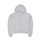 Men's gray zip-up hoodie with hood and kangaroo pocket