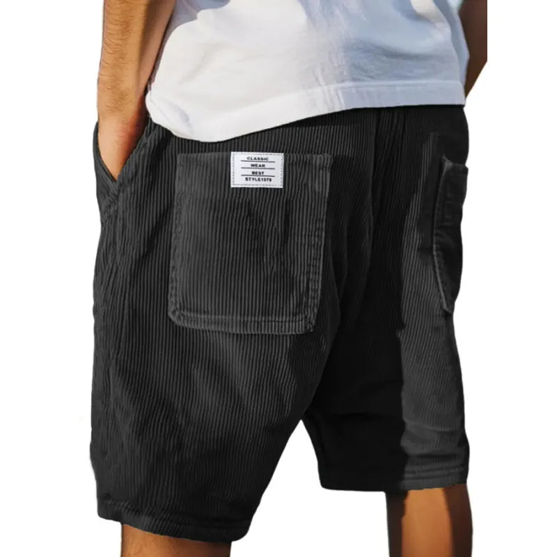 Men's ribbed corduroy shorts with utility pockets