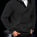 Men's hooded sweatshirt with diagonal zip detail and kangaroo pocket