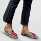 Women's animal print loafers with bright fringe tassel details