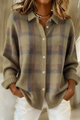 Women's checked collared cardigan with button front