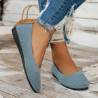 Women's knitted mesh ballet flats with round toes and flat soles
