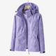 Women's hooded leaf print windbreaker jacket with long sleeves and zipped pockets