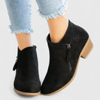 Women's ankle boots with side zipper and block heel