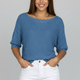 Women's textured knit jumper with wide boat neckline and three quarter sleeves
