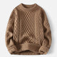 Men's cable knit crew neck sweater with long sleeves
