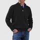 Men's quarter zip mock neck jumper with long sleeves and ribbed trims