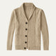 Men's textured knit cardigan with shawl collar, buttons and front patch pockets