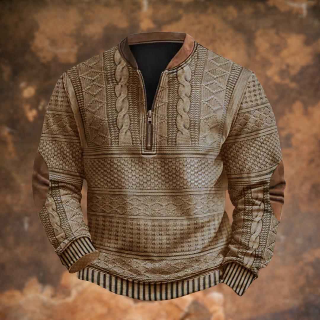 Men's Jacquard Knit Half-Zip Polo Jumper