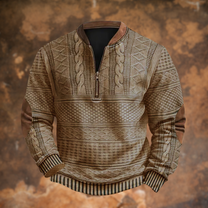 Men's Jacquard Knit Half-Zip Polo Jumper