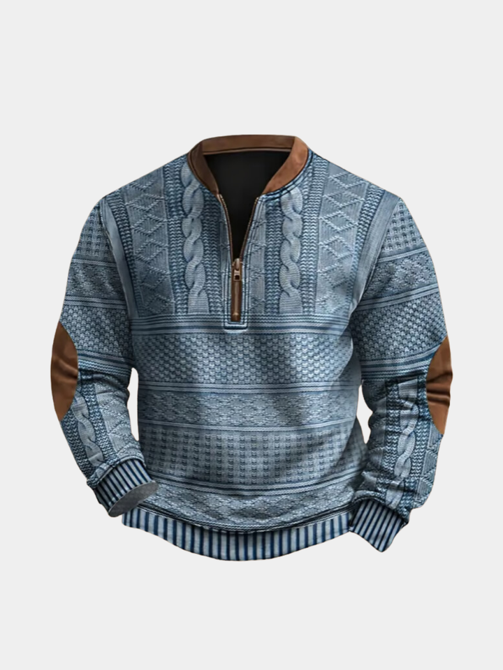 Men's Jacquard Knit Half-Zip Polo Jumper