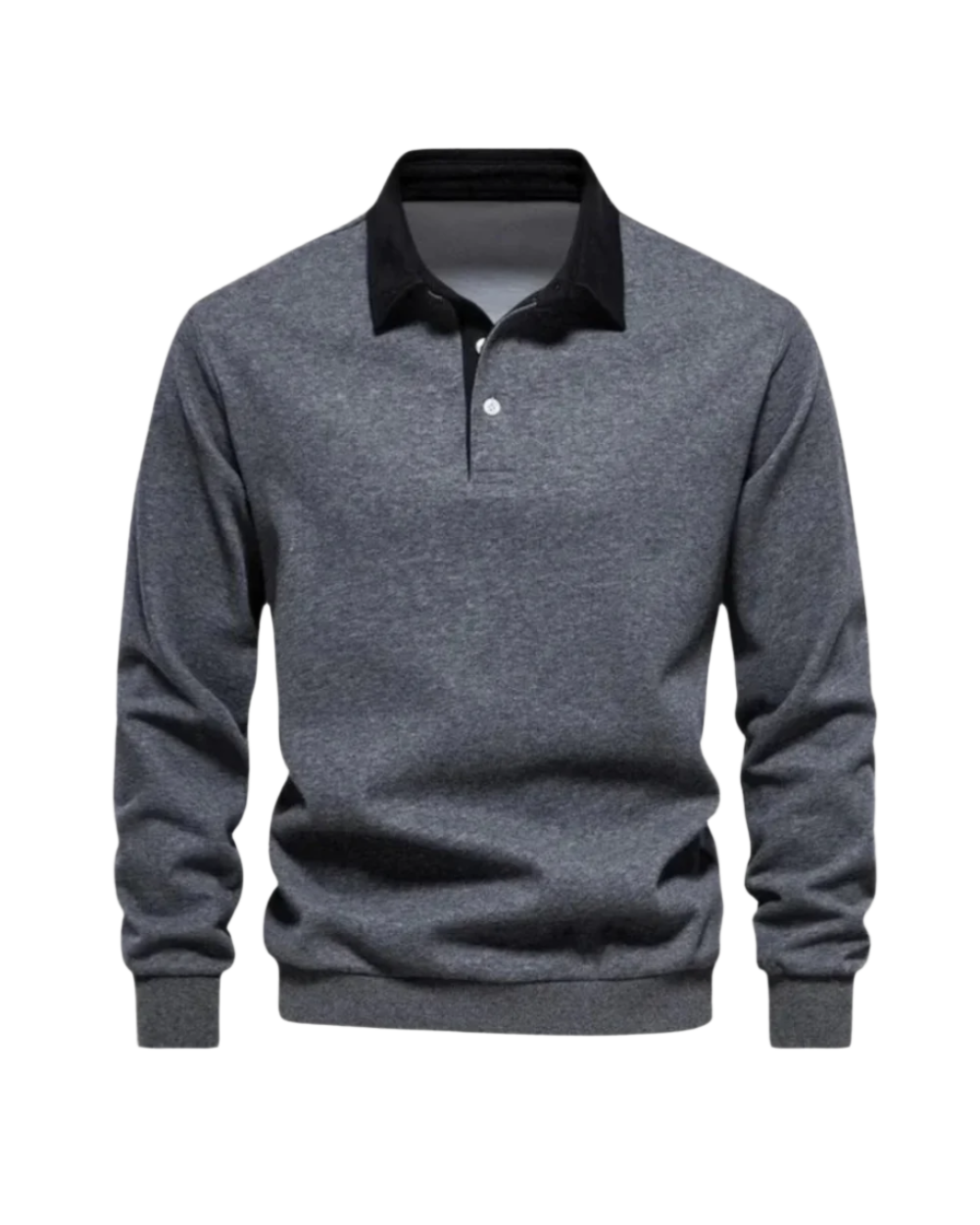 Men's polo sweater with contrast collar and long sleeves
