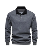 Men's polo sweater with contrast collar and long sleeves