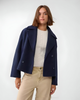 Women's short double-breasted trench coat with wide lapels
