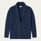 Men's chunky knit cardigan with shawl collar and buttons