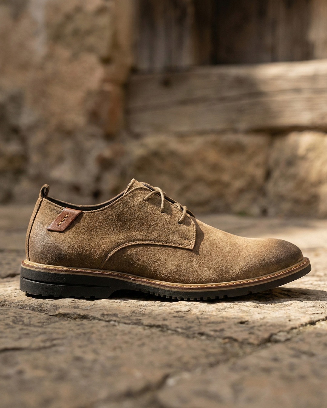 Textured Oxford lace-up shoes with contrast sole