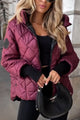 Women's quilted hooded jacket with diamond stitching and zip front