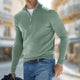 Men's long-sleeve quarter-zip knit sweater with mock neck