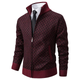 Men's textured zip sweater with raised collar and ribbed trims