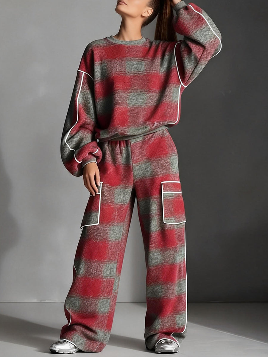 Women's loose striped contrast sweatshirt