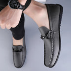 Slip-on loafers with square toes and metal bit detail