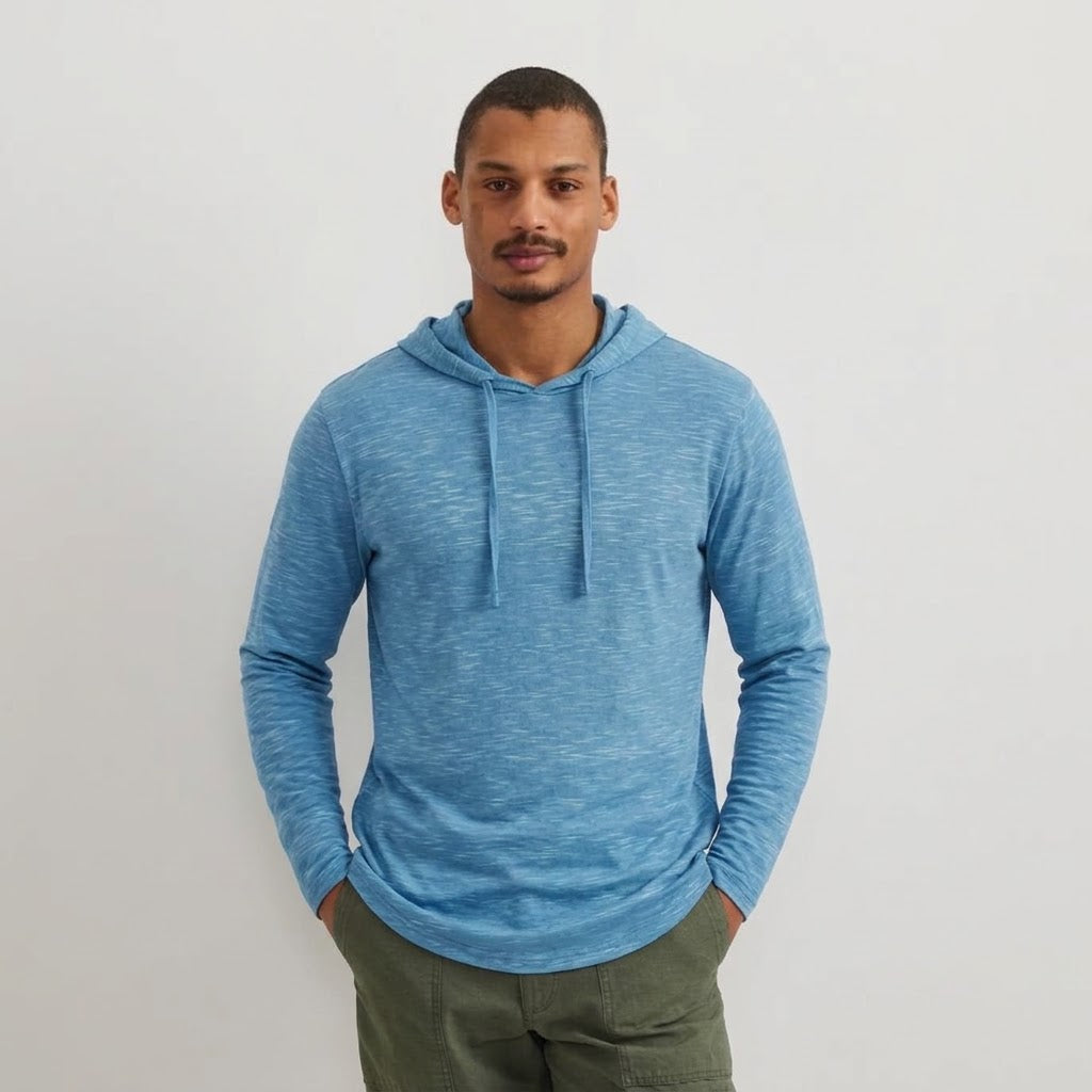 Men's Slub Hoodie, Drawstring Hood, Long Sleeves