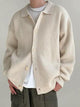 Men's ribbed knit collared cardigan with button front