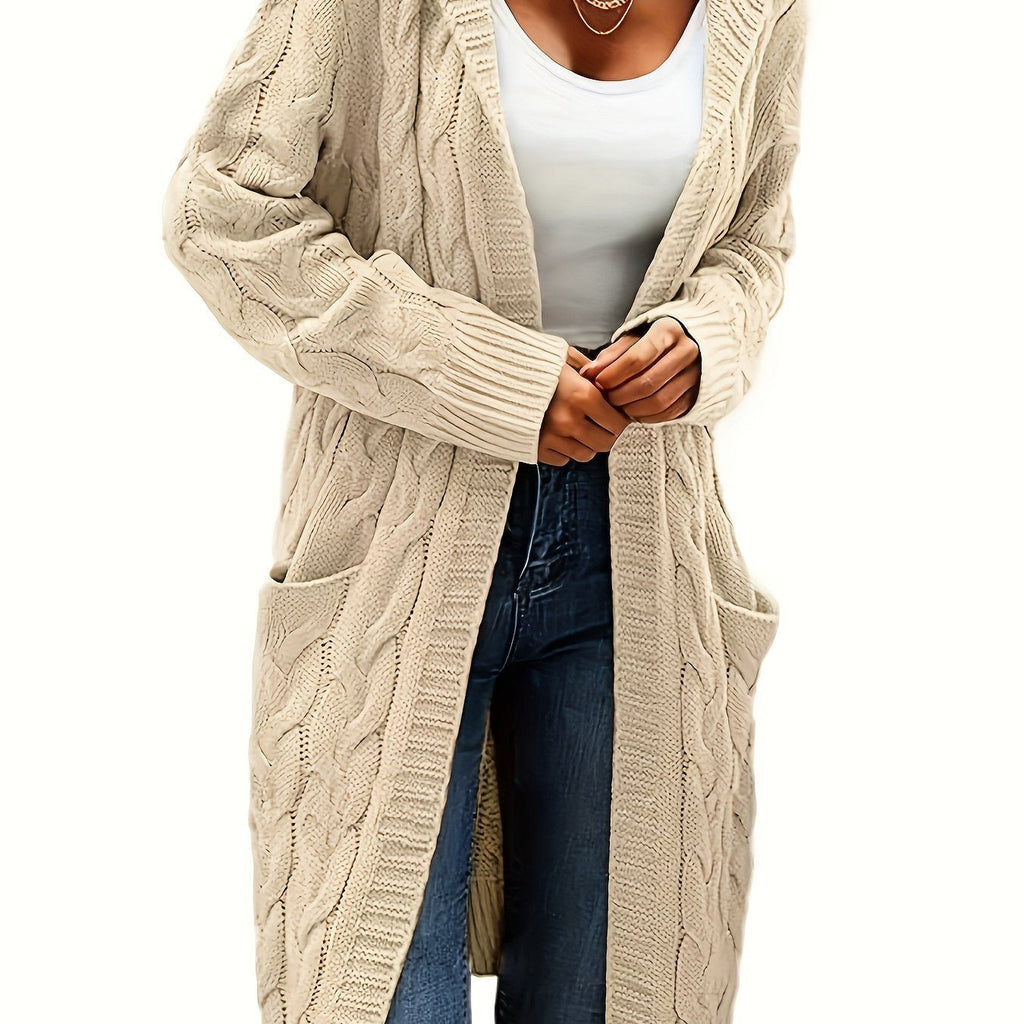 Women's knitted button-front cardigan with long sleeves