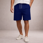 Men's vertical striped shorts with drawstring waist