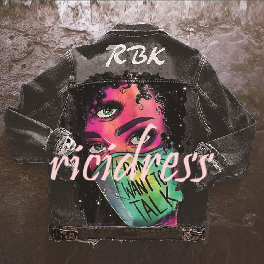 Denim jacket with colourful graphic back print