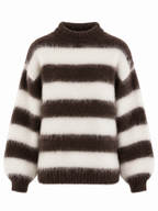 Women's striped mock neck jumper with long sleeves and ribbed trims